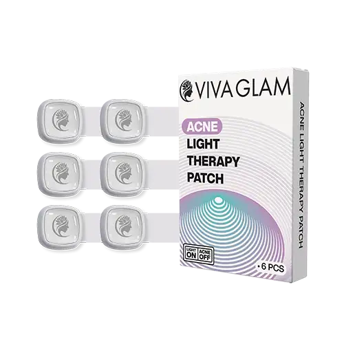 Viva Glam Acne Light Therapy patch packaging with six patches on a white background